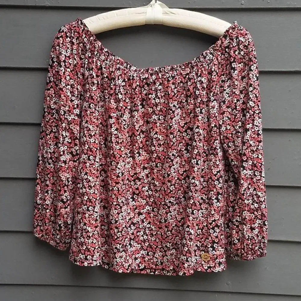 Michael Kors Floral Off the Shoulder Boho Peasant Top size Large